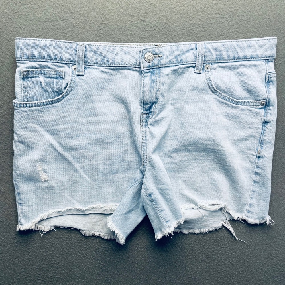 Cat & Jack Girls Denim Shorts Light Wash Cotton XXL 16/18 Plus Frayed Cutoff